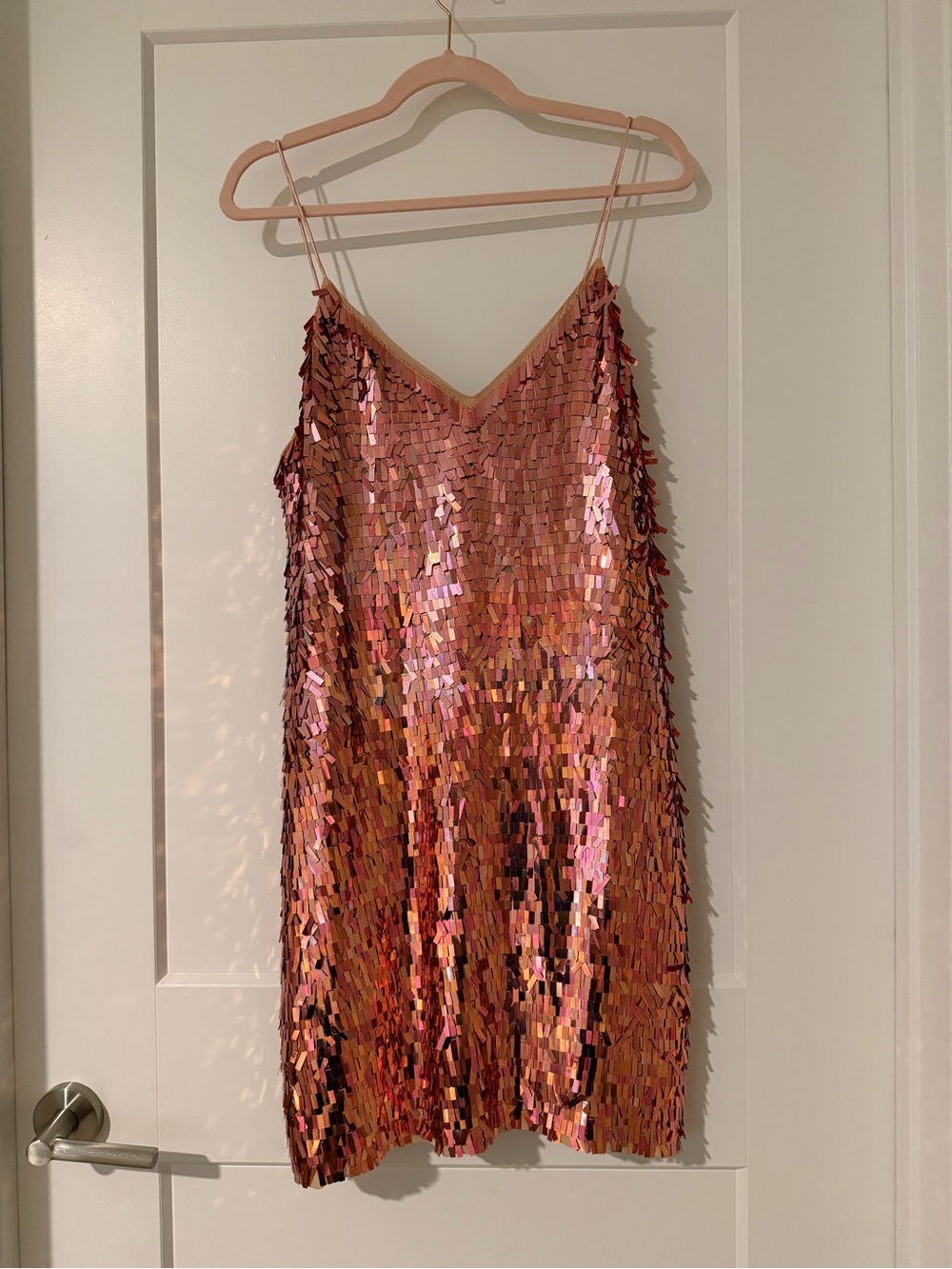 Alice + Olivia Rose Gold Sequin Slip Dress
